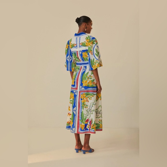 FARM RIO Off-White Tropical Destination Midi Dress - Picture 2 of 6